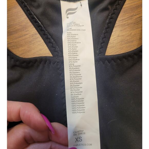 Fabletics Black White Zip Racerback Swim Top XS - Picture 7 of 9